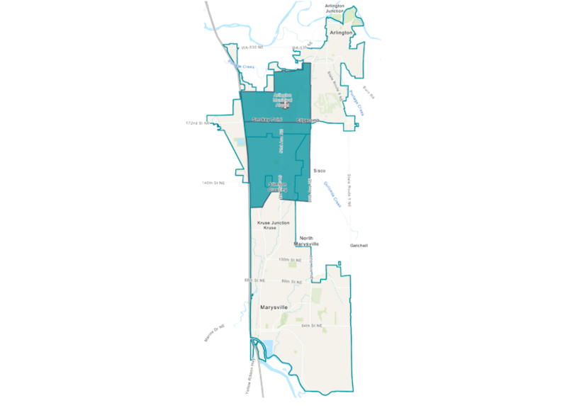 Arlington-Marysville map